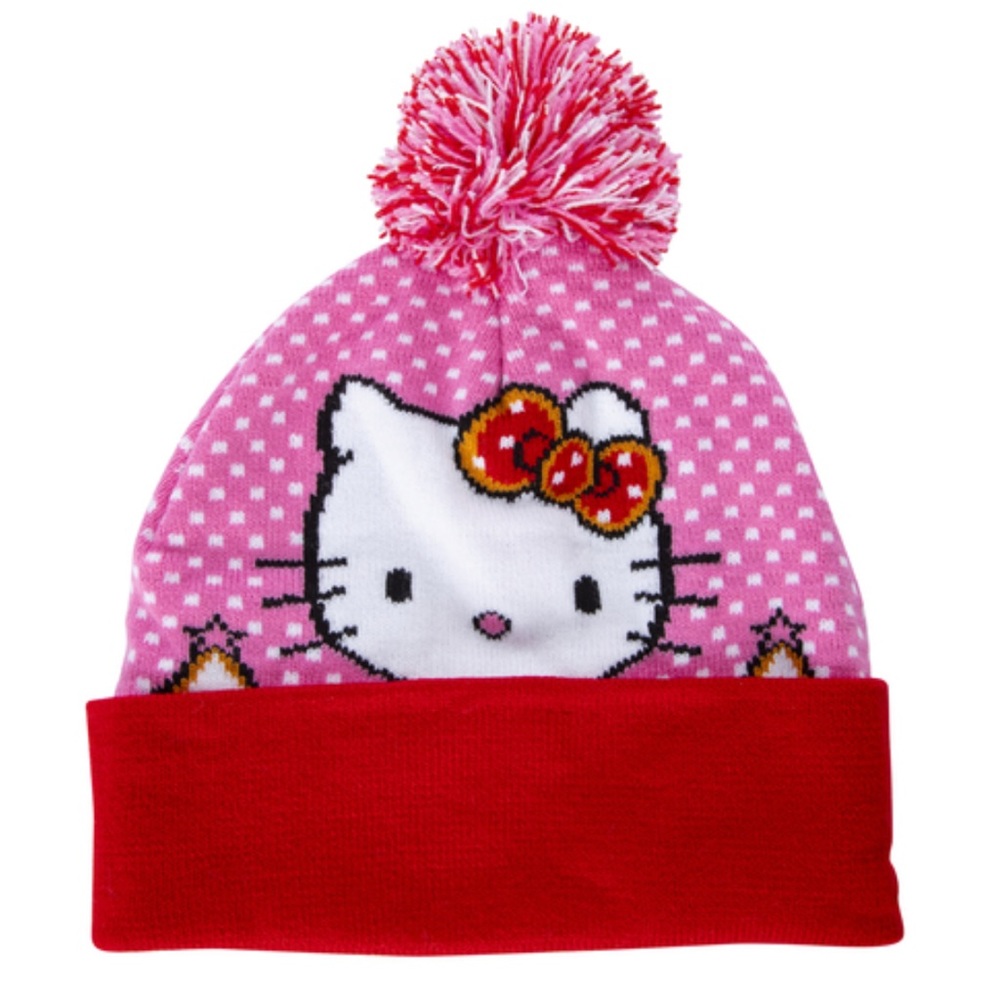 Hello kitty gingerbread pom beanie hat NWT